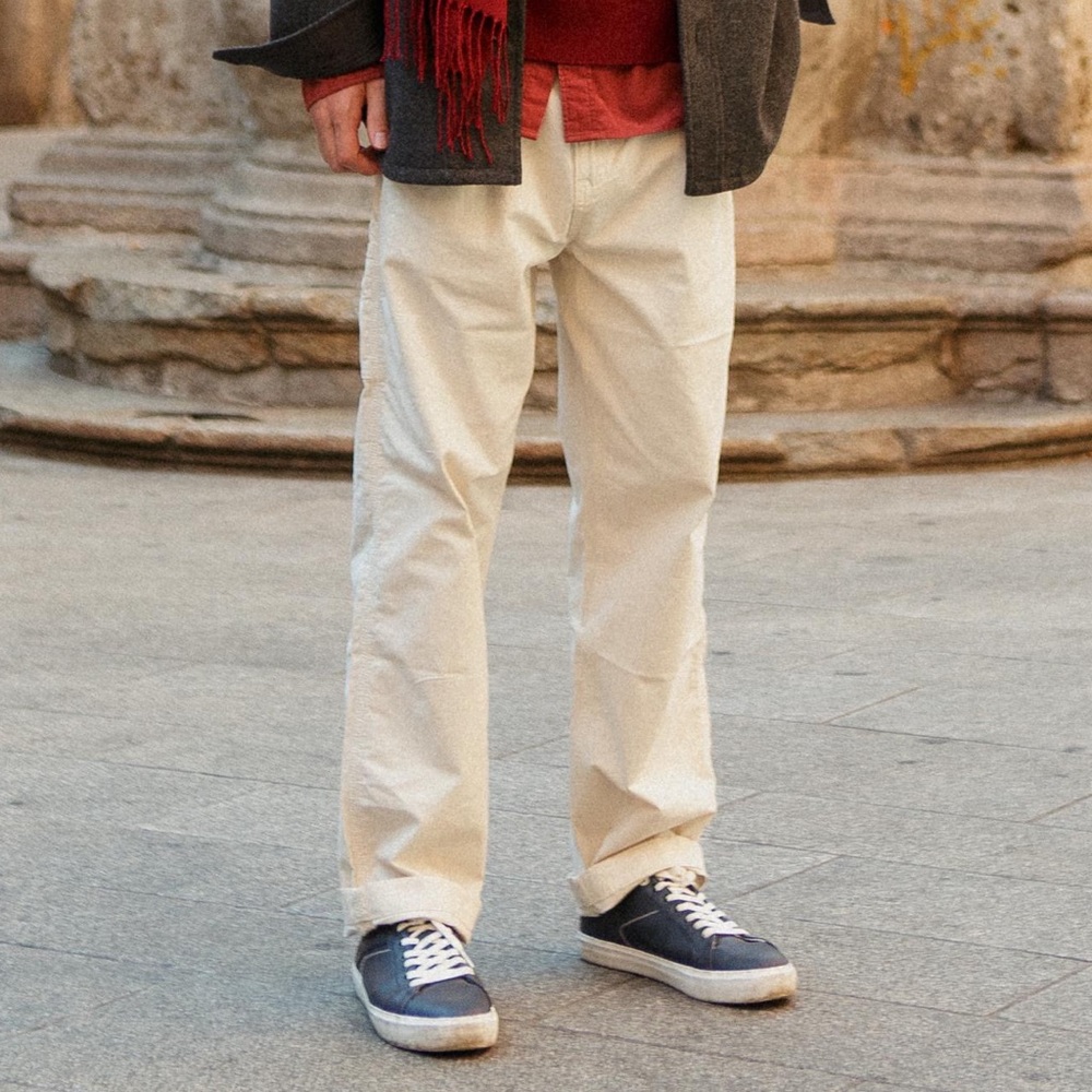 uniqlo off white utility work pants